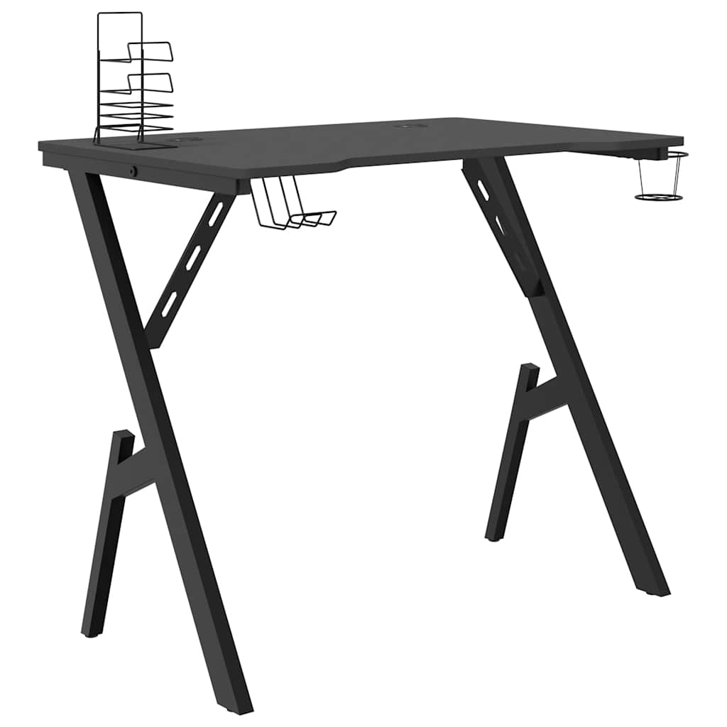 Igraći stol s nogama u obliku slova Y crni 90 x 60 x 75 cm