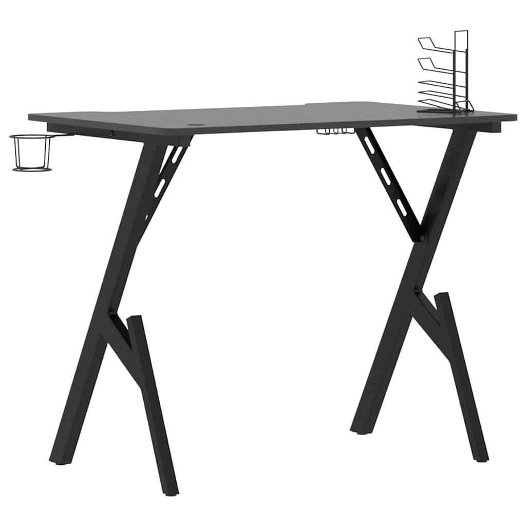 Igraći stol s nogama u obliku slova Y crni 90 x 60 x 75 cm