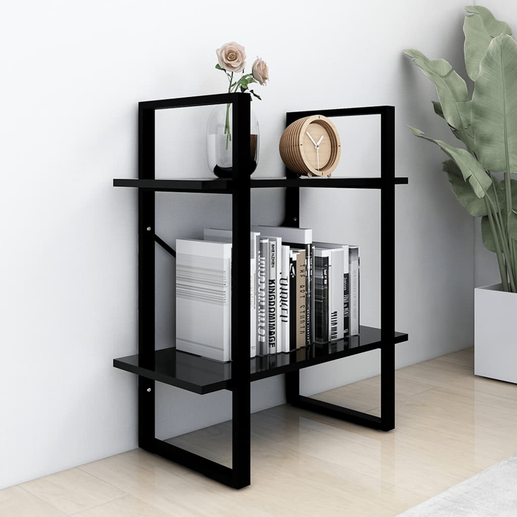 Ormarić za knjige s 2 razine crni 60x30x70 cm konstruirano drvo