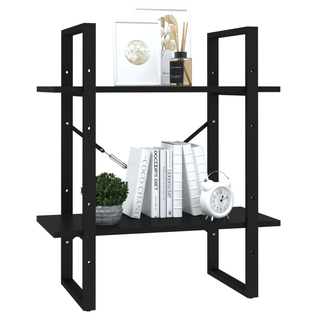 Ormarić za knjige s 2 razine crni 60x30x70 cm konstruirano drvo