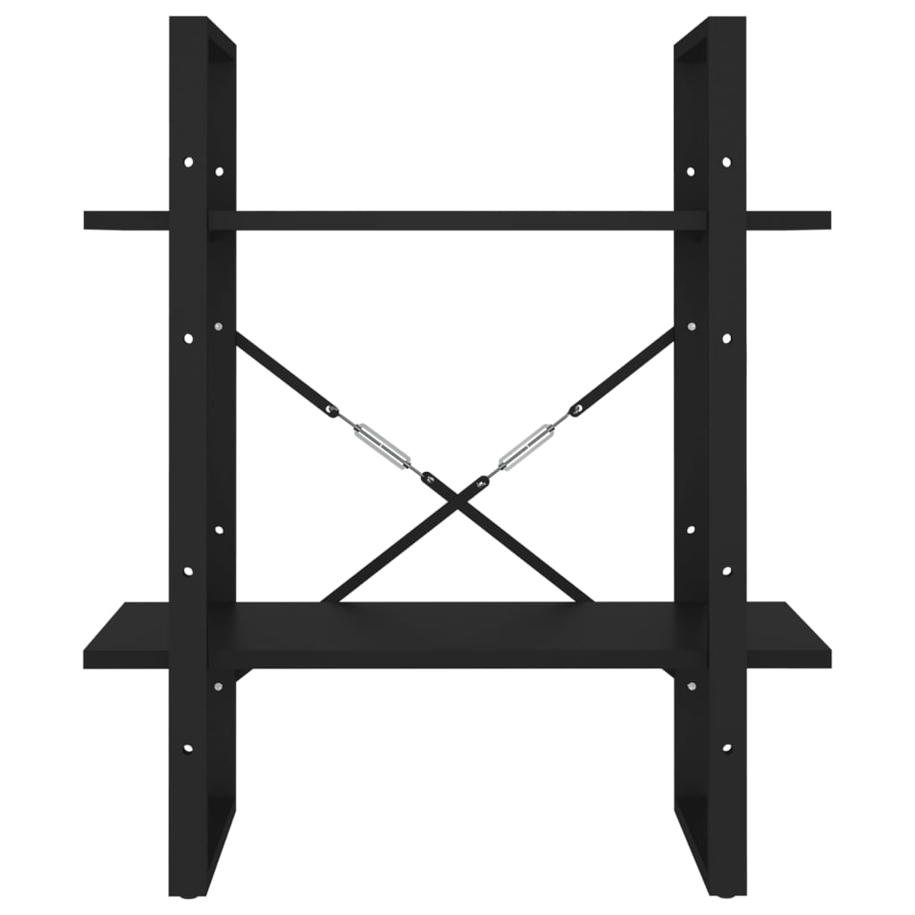 Ormarić za knjige s 2 razine crni 60x30x70 cm konstruirano drvo