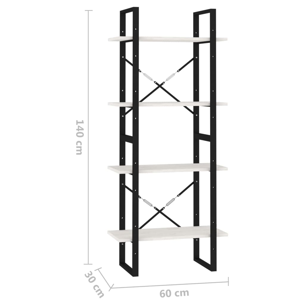 Ormarić za knjige s 4 razine bijeli 60x30x140 cm od borovine