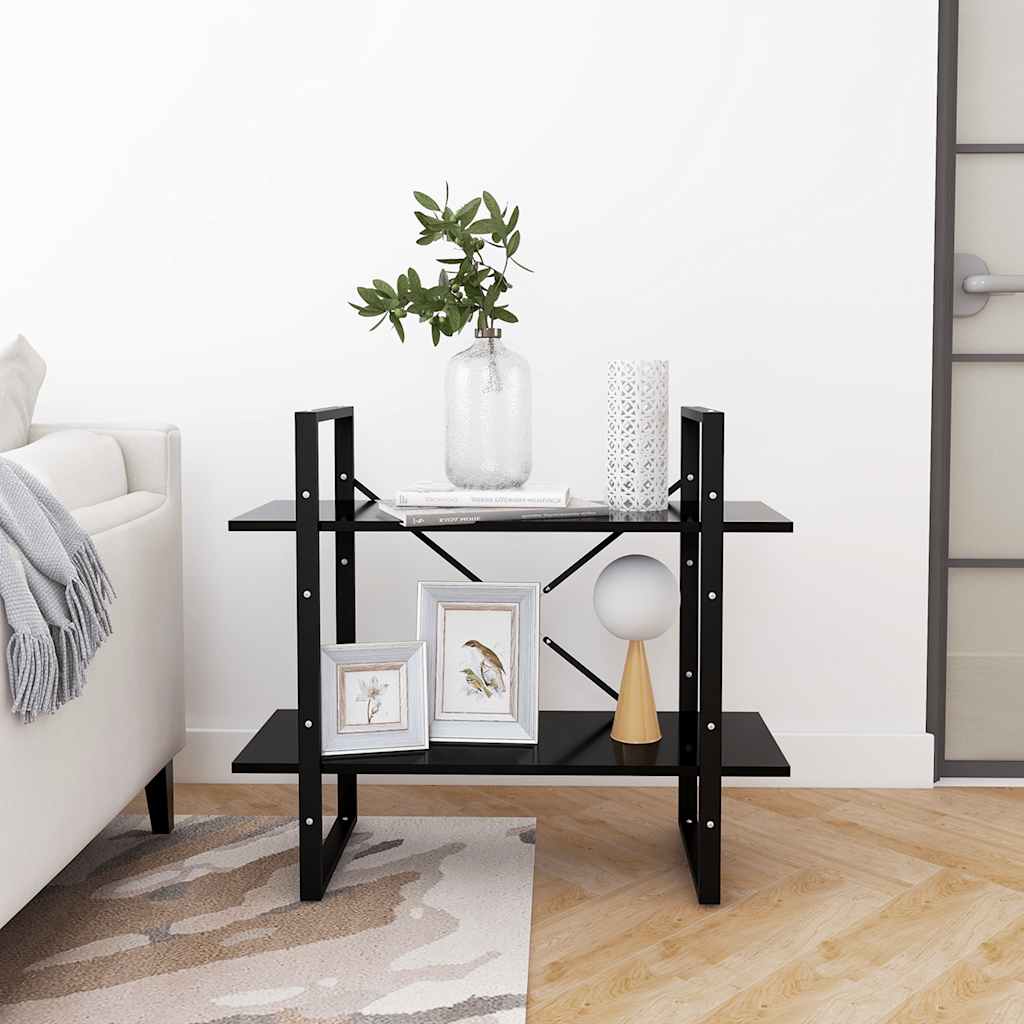 Ormarić za knjige s 2 razine crni 80x30x70 cm konstruirano drvo