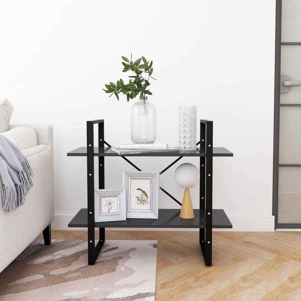 Ormarić za knjige s 2 razine sivi 80x30x70 cm konstruirano drvo