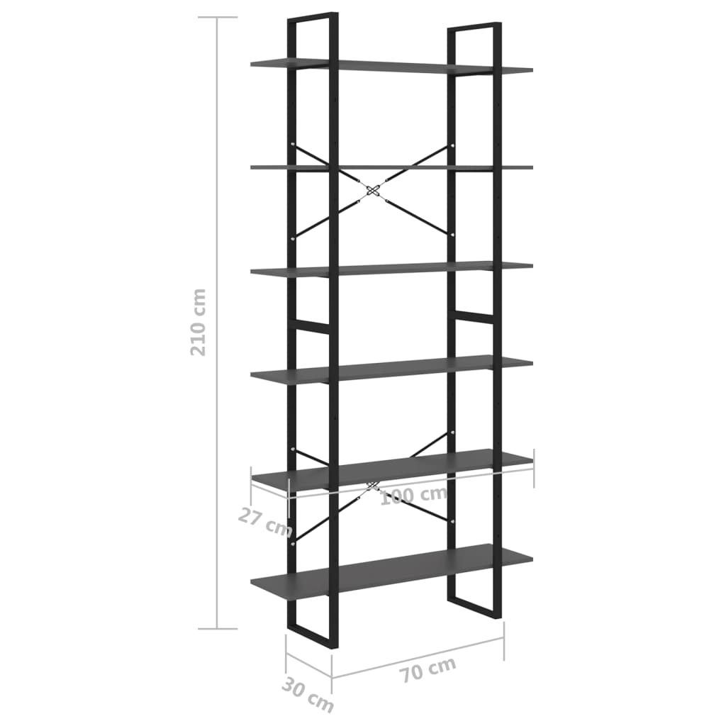 Visoki ormarić sivi 100 x 30 x 210 cm od masivne borovine