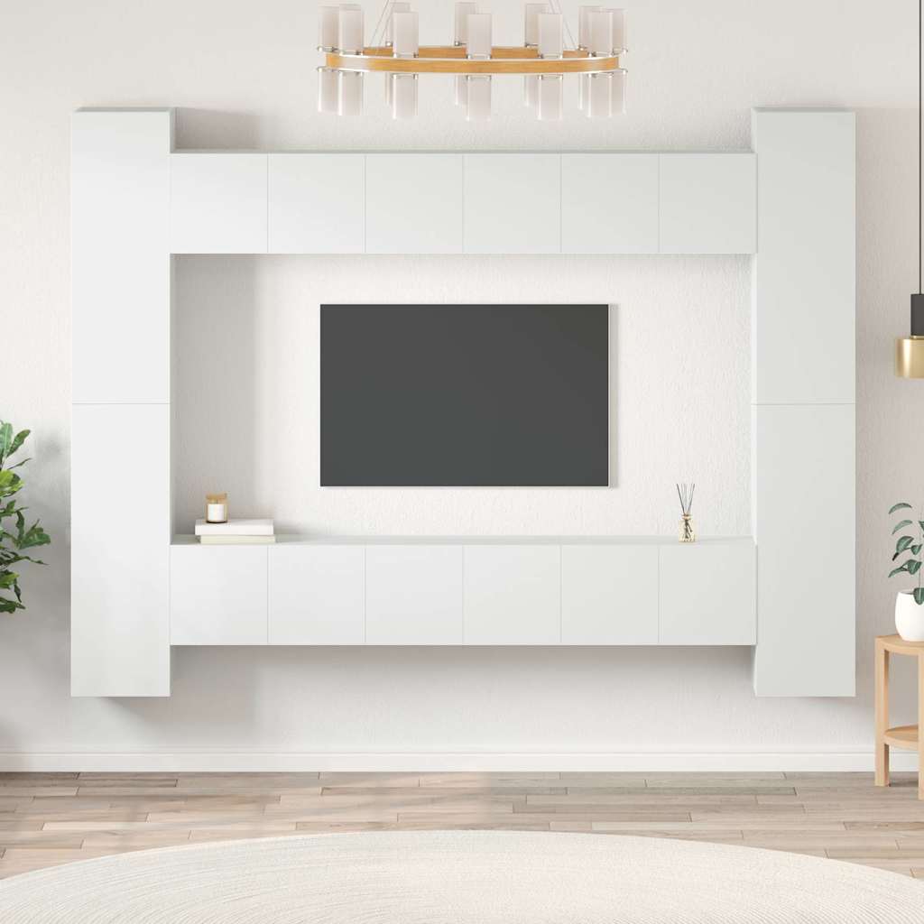 10-dijelni set TV ormarića bijeli od konstruiranog drva