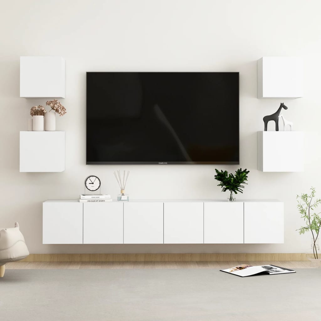 7-dijelni set TV ormarića bijeli od konstruiranog drva
