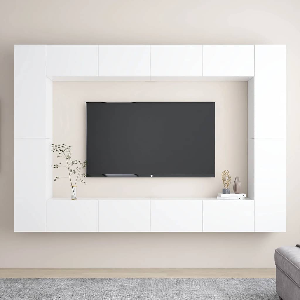 8-dijelni set TV ormarića bijeli od konstruiranog drva