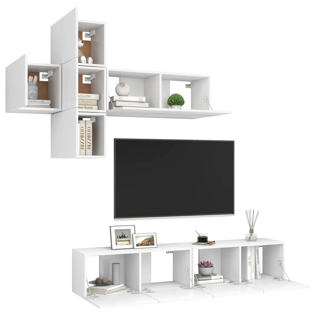 7-dijelni set TV ormarića bijeli od konstruiranog drva
