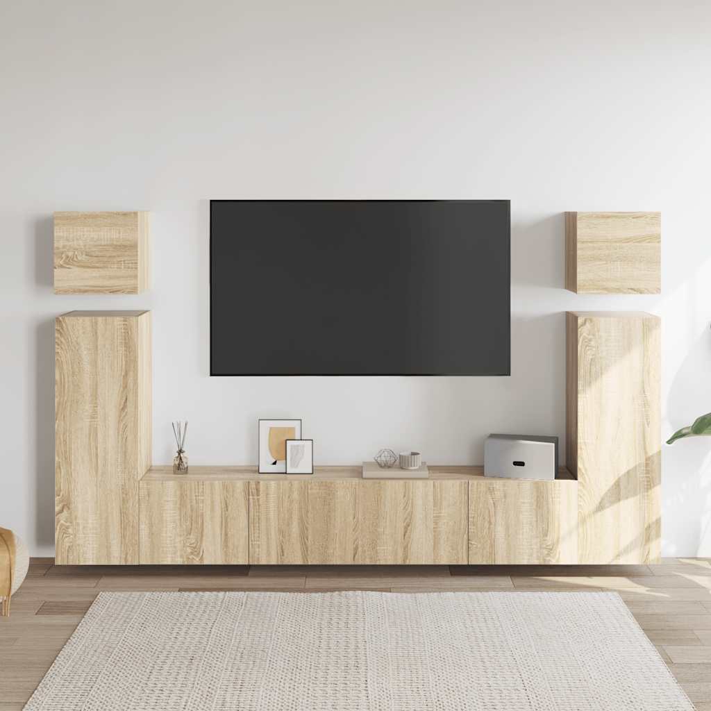 8-dijelni set TV ormarića boja hrasta sonome konstruirano drvo