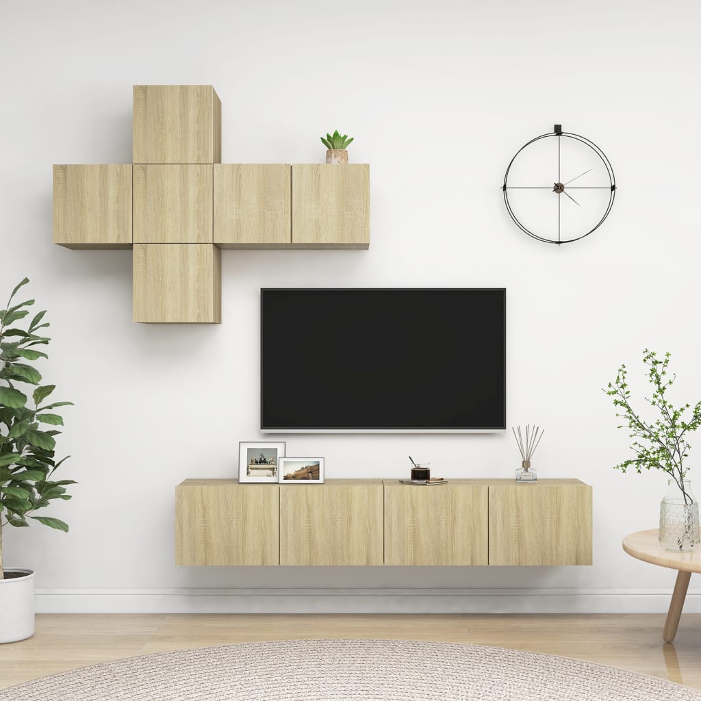 7-dijelni set TV ormarića boja hrasta sonome konstruirano drvo