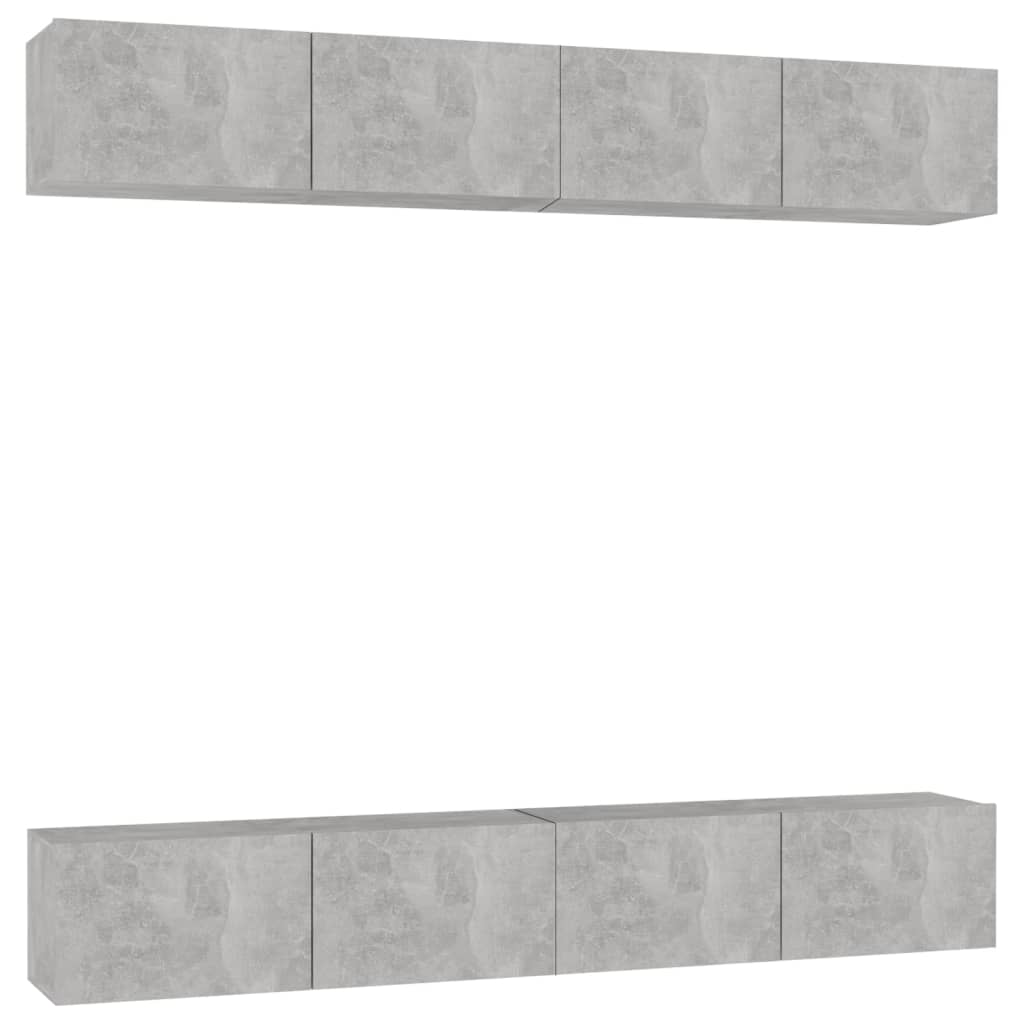 TV ormarići 4 kom boja betona 100x30x30 cm konstruirano drvo