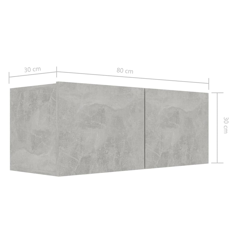 7-dijelni set TV ormarića siva boja betona konstruirano drvo
