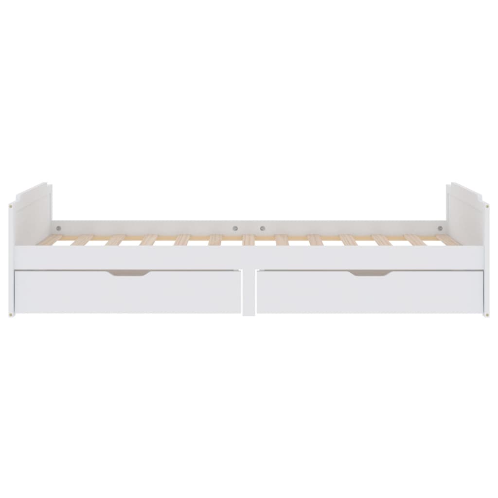 Okvir za krevet s ladicama bijeli 90 x 200 cm masivna borovina