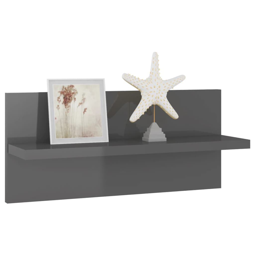 Zidne police 4 kom visoki sjaj sive 40 x 11,5 x 18 cm