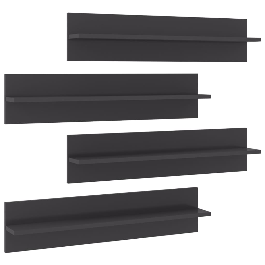 Zidne police 4 kom sjajne sive 80x11,5x18 cm konstruirano drvo