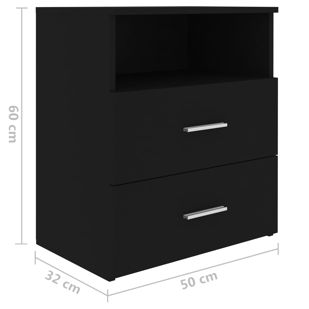 Noćni ormarić crni 50 x 32 x 60 cm