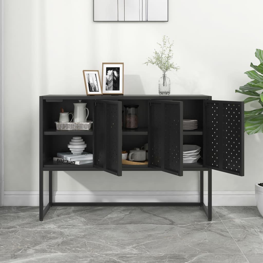 Komoda crna 105 x 35 x 75 cm čelična