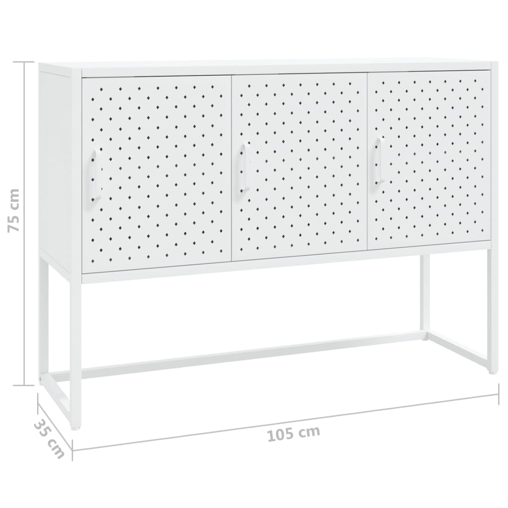 Komoda bijela 105 x 35 x 75 cm čelična