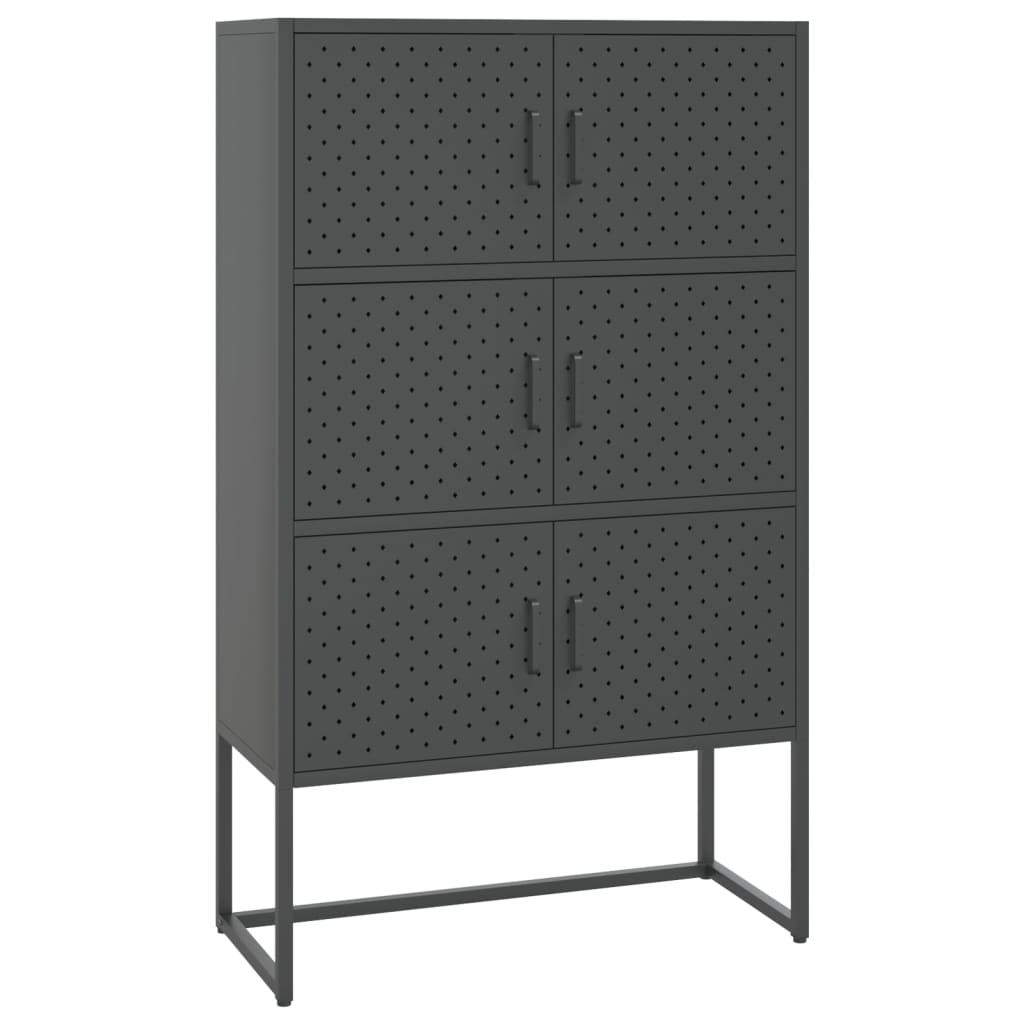 Visoka komoda antracit 80 x 35 x 135 cm čelična