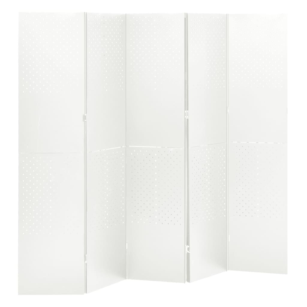 Sobna pregrada s 5 panela bijela 200 x 180 cm čelična