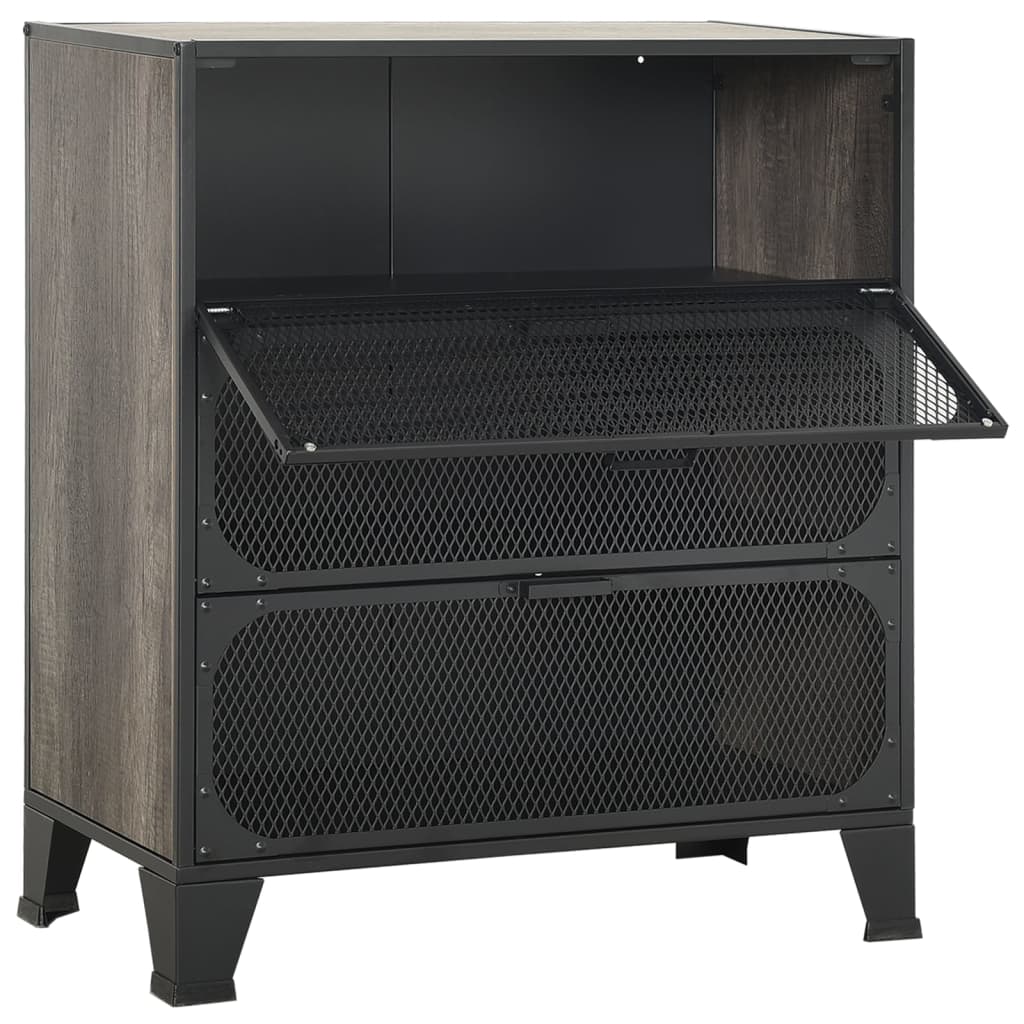 Ormarić za pohranu sivi 72 x 36 x 82 cm od metala i MDF-a