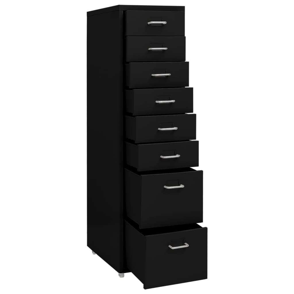 Mobilni ormarić za spise crni 28 x 41 x 109 cm metalni