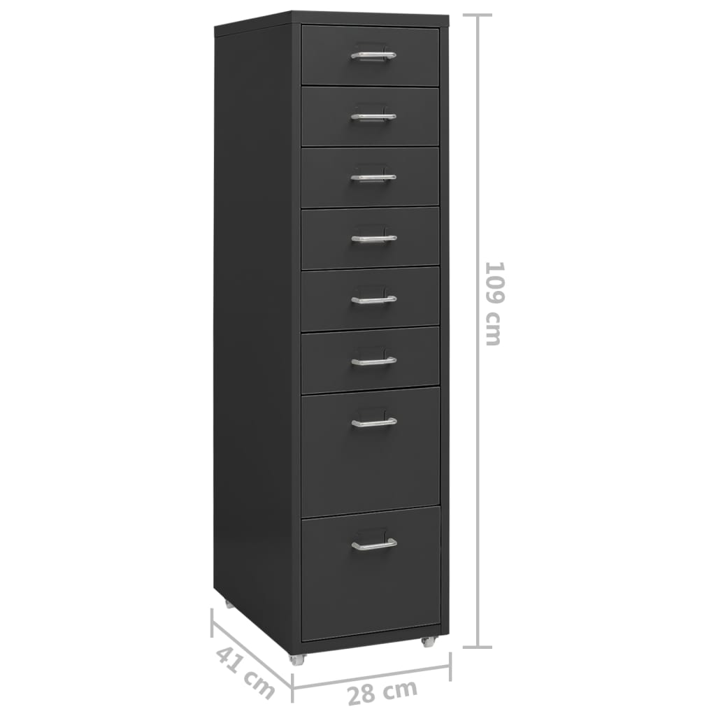 Mobilni ormarić za spise antracit 28 x 41 x 109 cm metalni