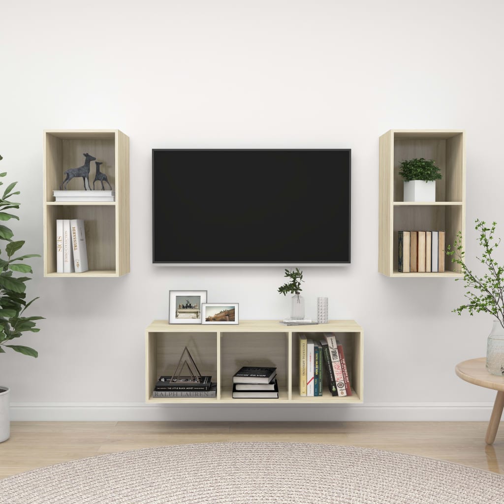 3-dijelni set TV ormarića boja hrasta sonome konstruirano drvo