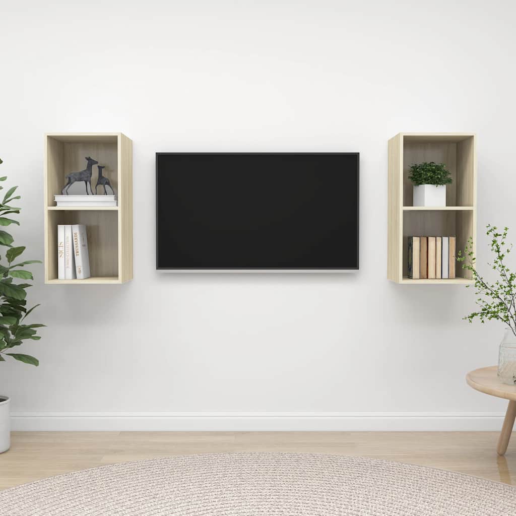 Zidni TV ormarići 2 kom boja hrasta sonome konstruirano drvo