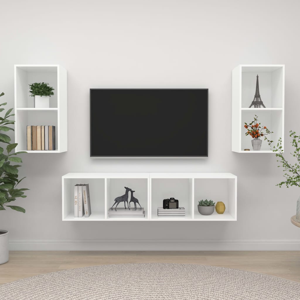 Zidni TV ormarići 4 kom bijeli od konstruiranog drva