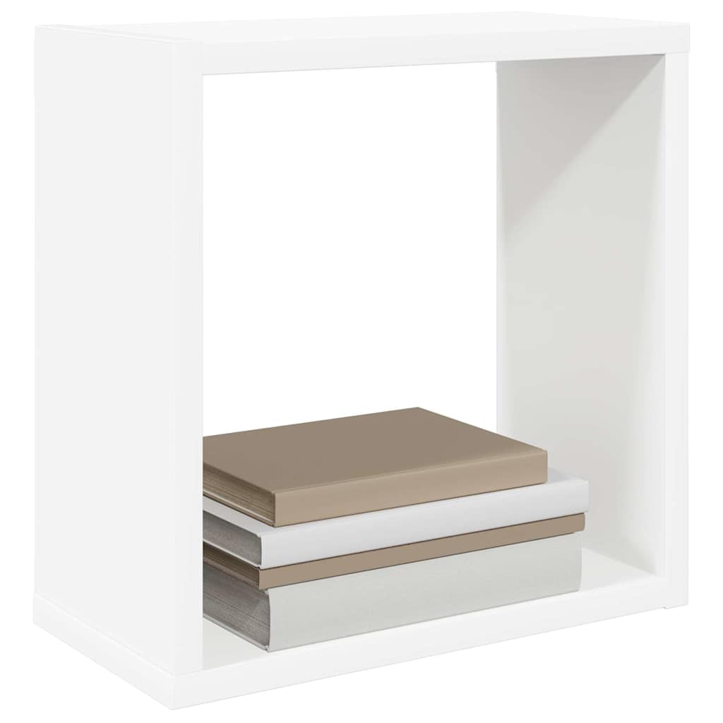 Kockaste zidne police 2 kom bijele 30 x 15 x 30 cm