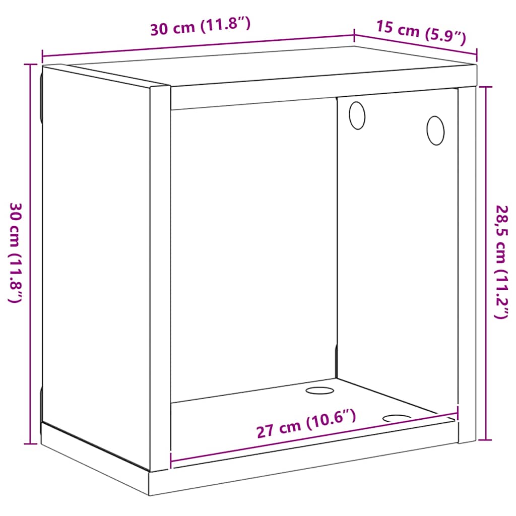 Kockaste zidne police 6 kom bijele 30 x 15 x 30 cm