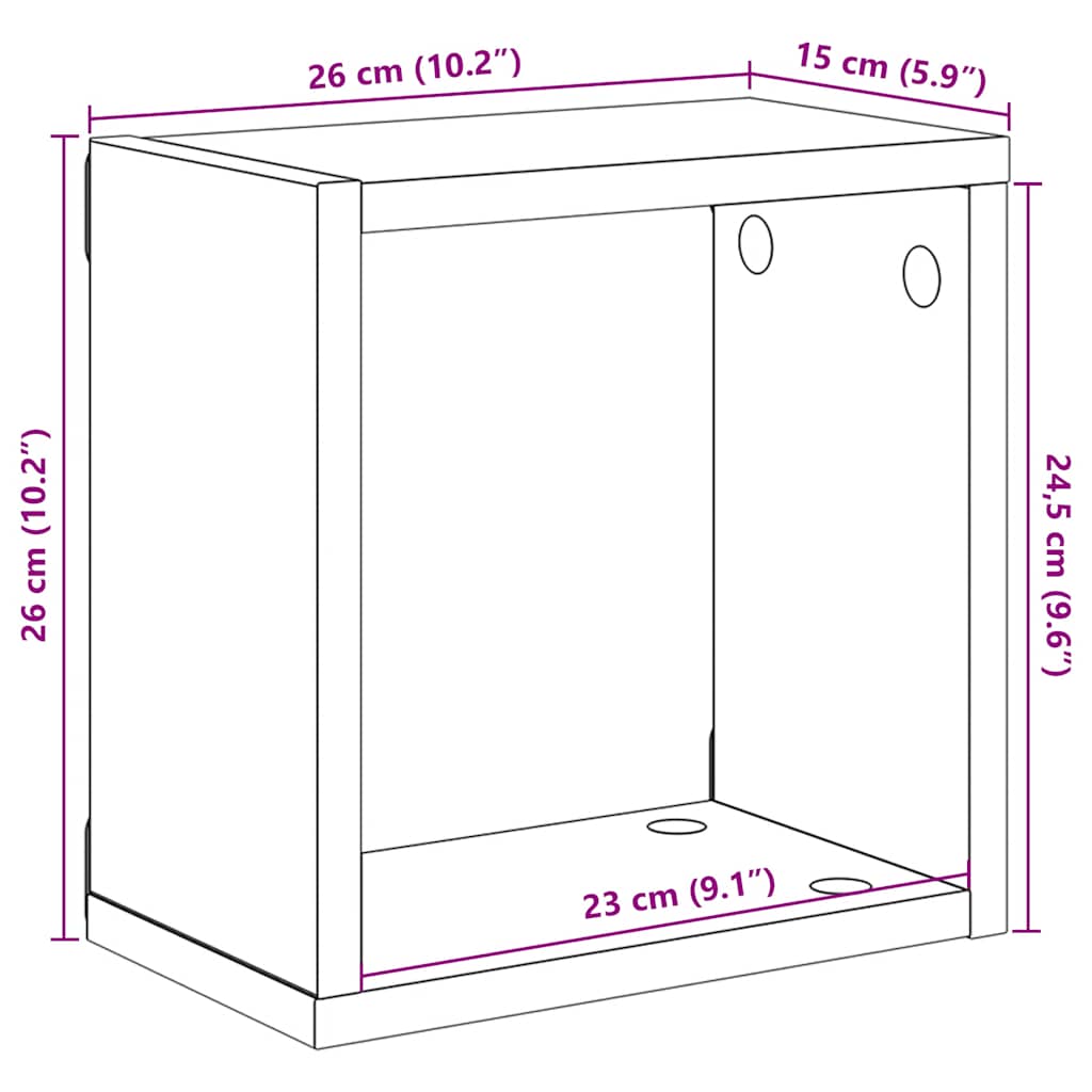 Kockaste zidne police 4 kom bijele 26 x 15 x 26 cm