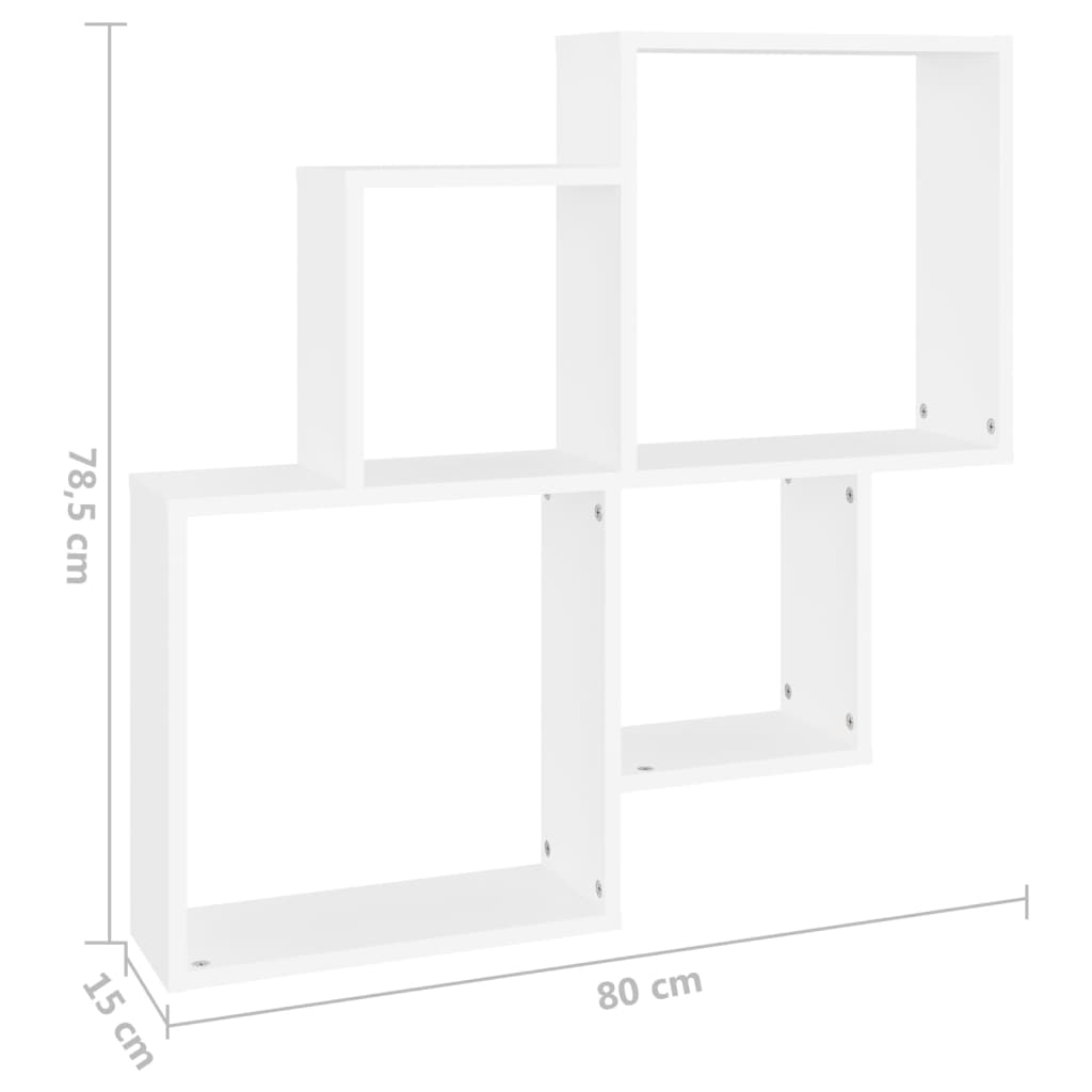 Kockaste zidne police bijele 80x15x78,5 cm konstruirano drvo