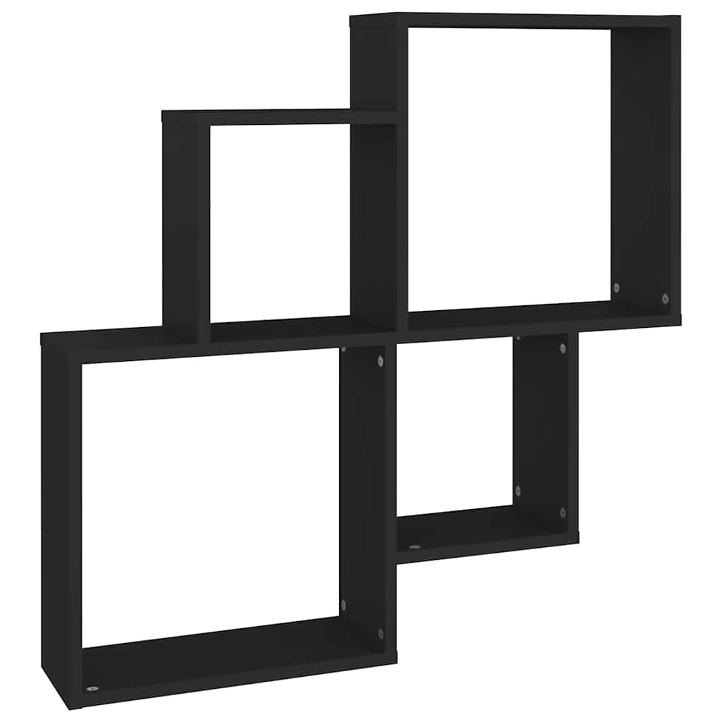 Kockaste zidne police crne 80 x 15 x 78,5 cm konstruirano drvo