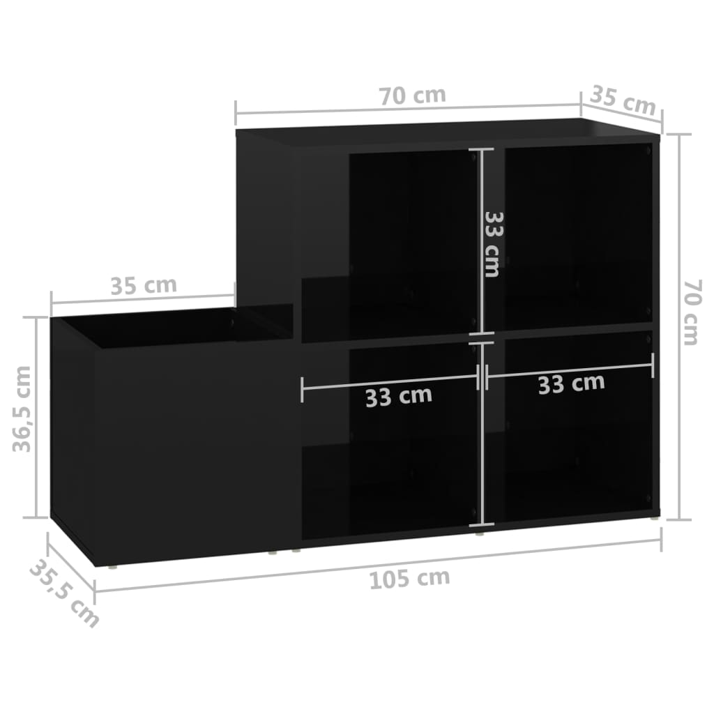 Ormarić za cipele sjajni crni 105x35,5x70 cm konstruirano drvo