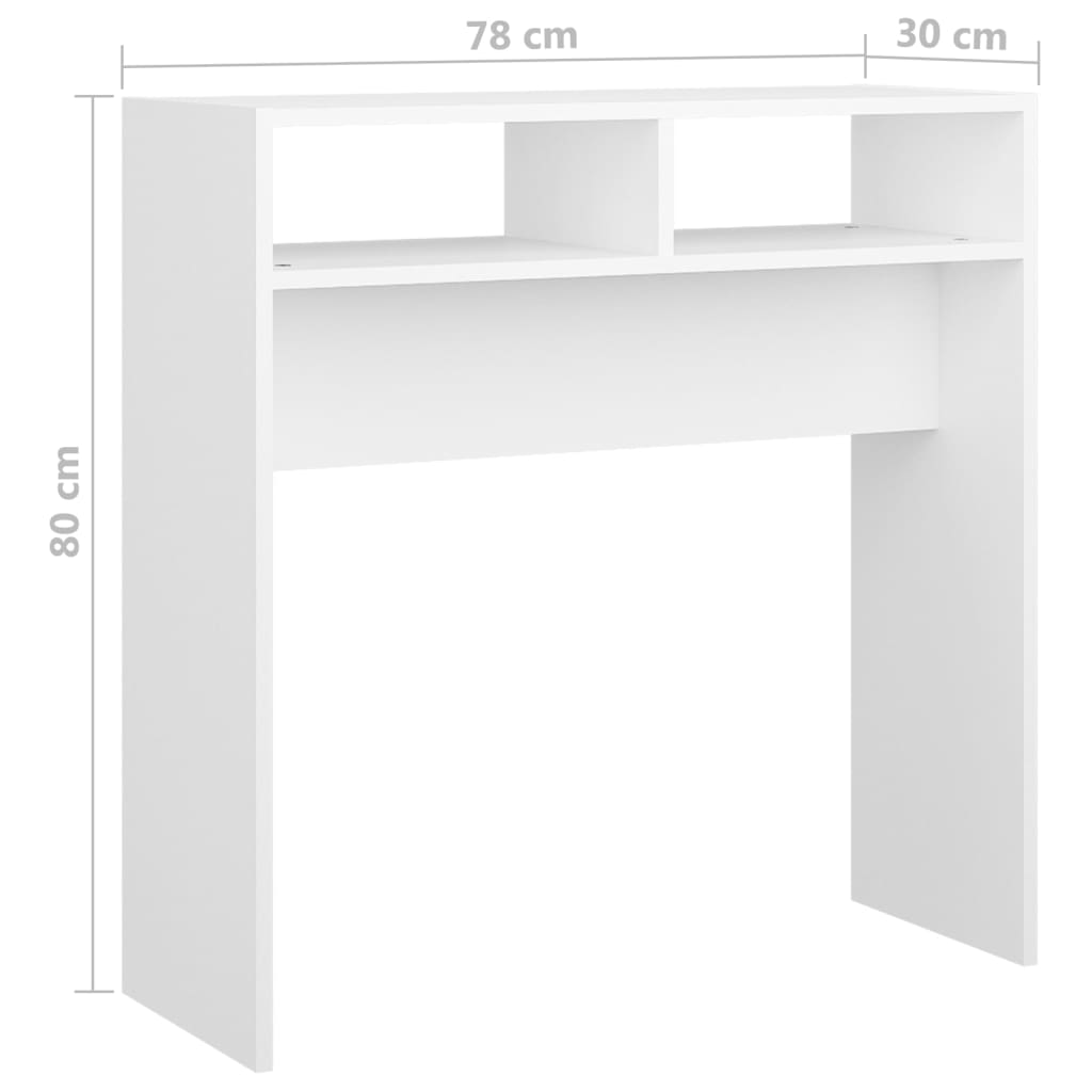 Konzolni stol bijeli 78 x 30 x 80 cm od konstruiranog drva