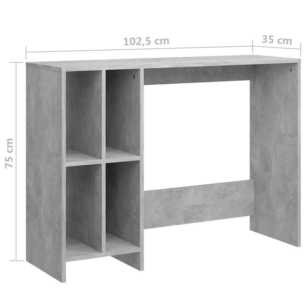 Stol za prijenosno računalo boja betona 102,5x35x75 cm drveni