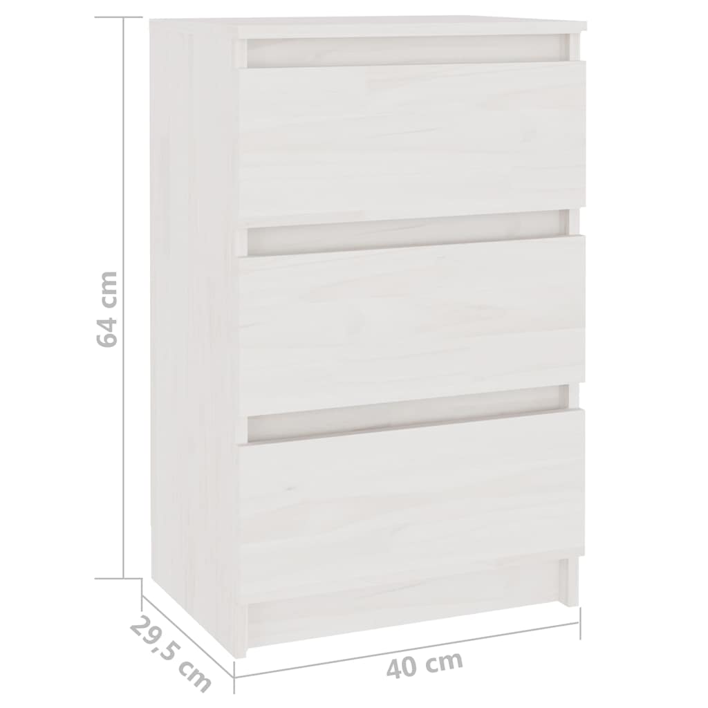 Noćni ormarići 2 kom bijeli 40 x 29,5 x 64 cm masivna borovina