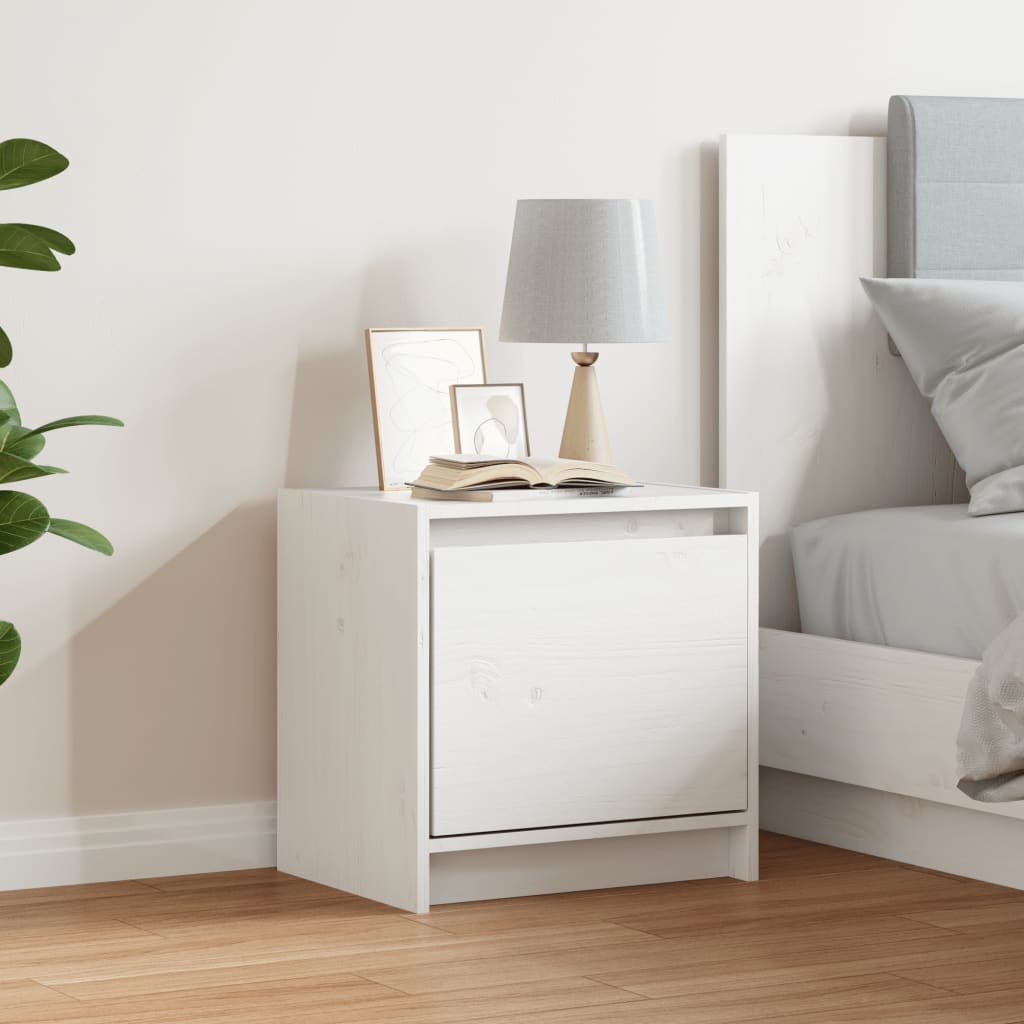 Noćni ormarić bijeli 40 x 30,5 x 40 cm od masivne borovine