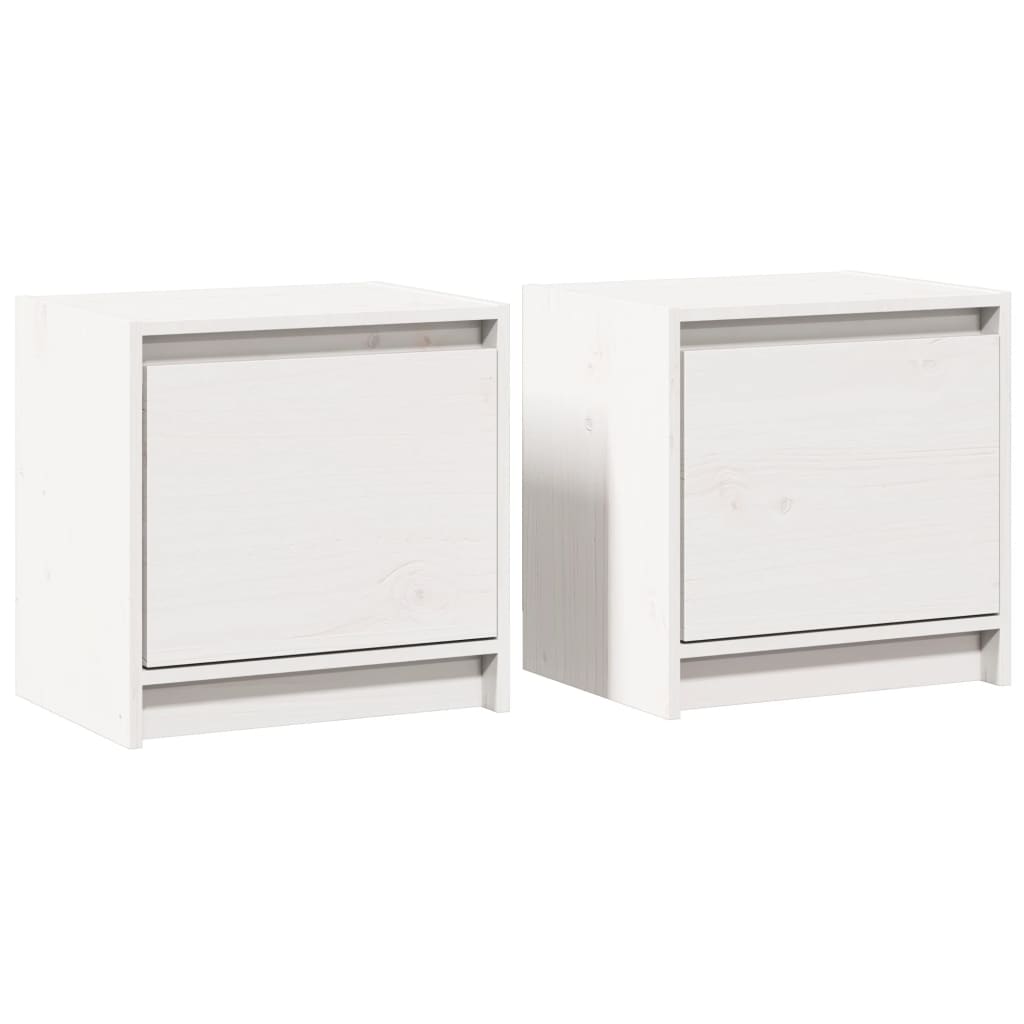 Noćni ormarići 2 kom bijeli 40x30,5x40 cm od masivne borovine