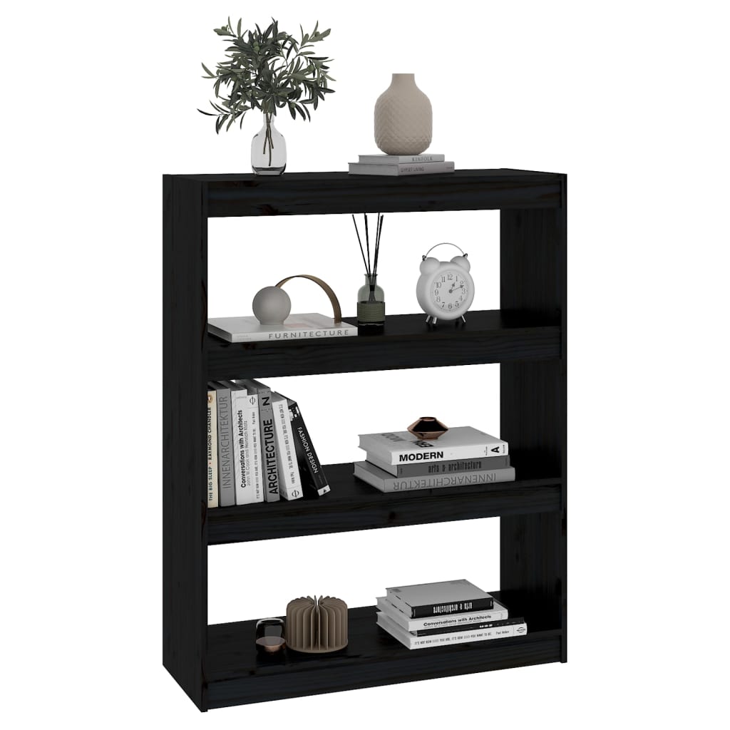 Ormarić za knjige / sobna pregrada crni 80x30x103,5 cm borovina