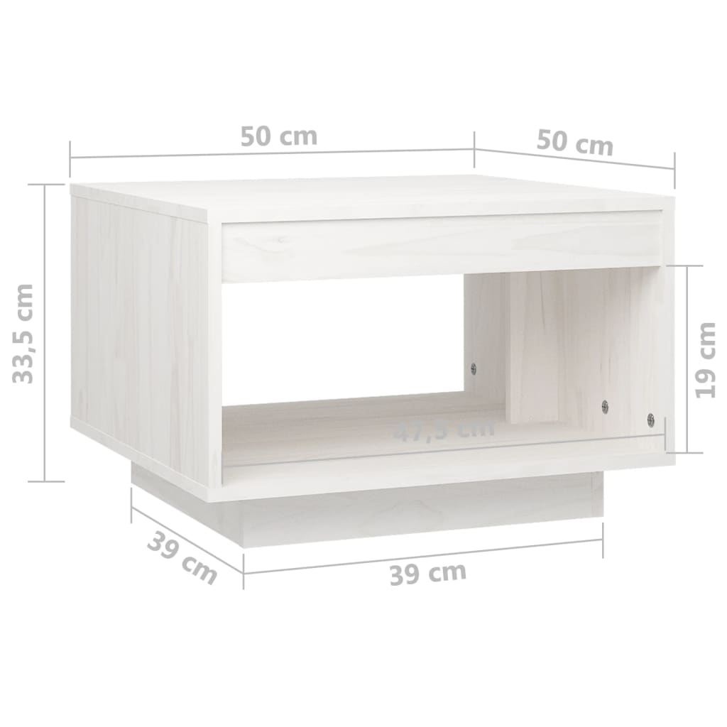 Stolić za kavu bijeli 50 x 50 x 33,5 cm od masivne borovine