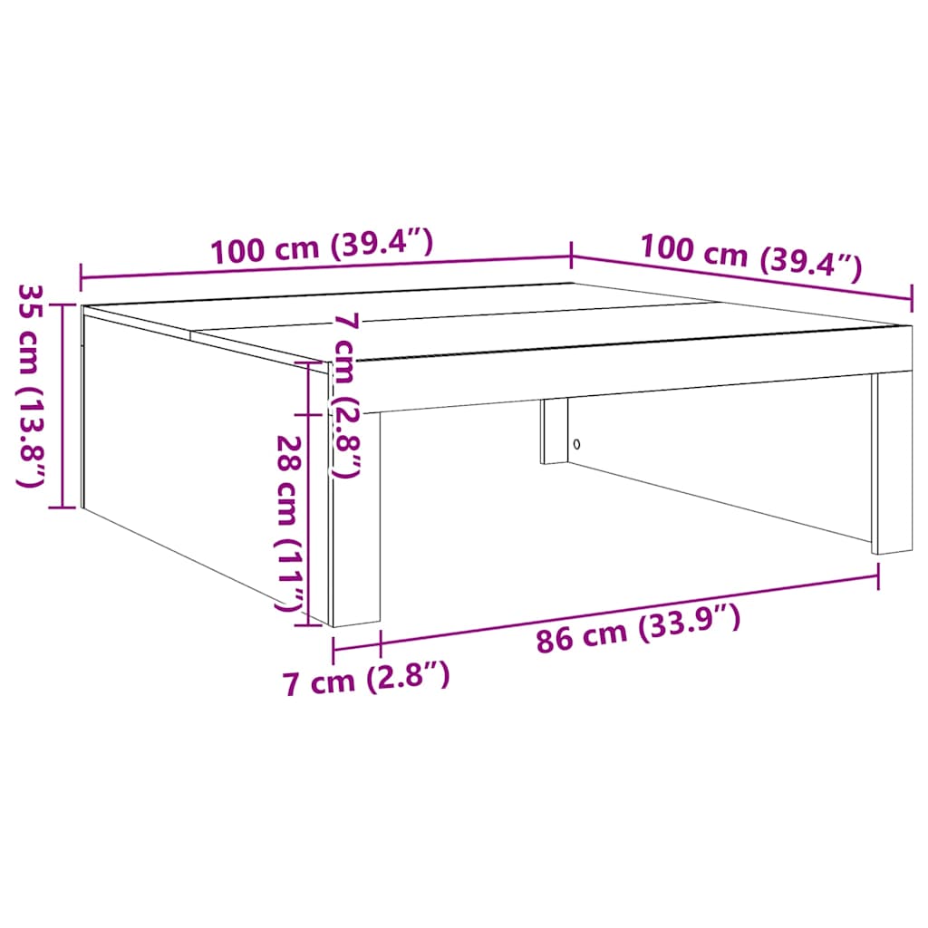 Stolić za kavu boja hrasta sonome 100 x 100 x 35 cm drvena