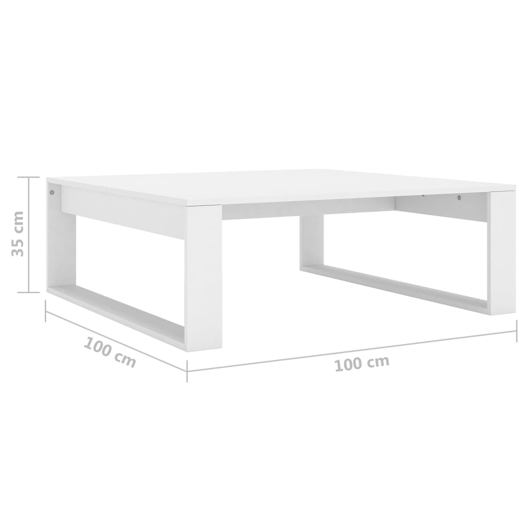 Stolić za kavu bijeli 100 x 100 x 35 cm od konstruiranog drva