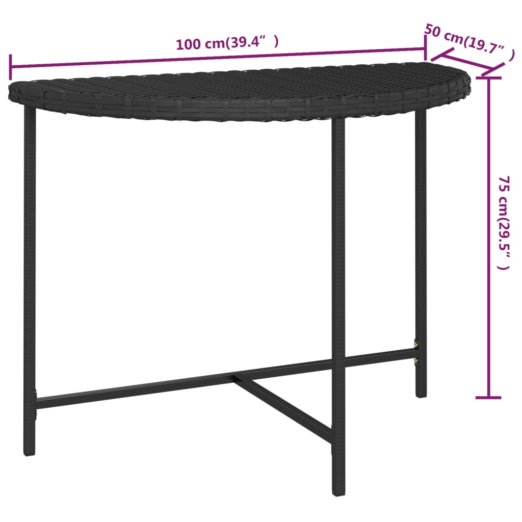 Vrtni stol crni 100 x 50 x 75 cm od poliratana