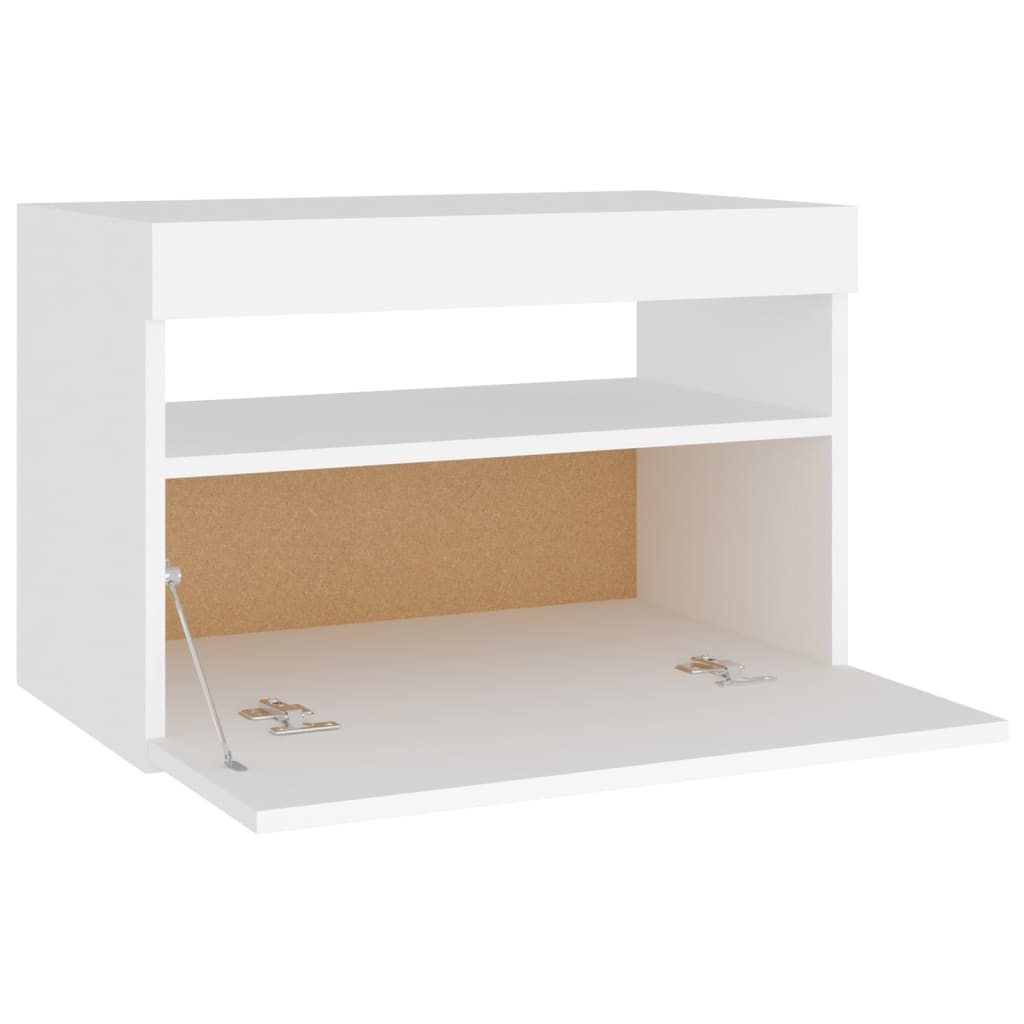 Noćni ormarić LED svjetla visoki sjaj bijeli 60x35x40 cm drvo