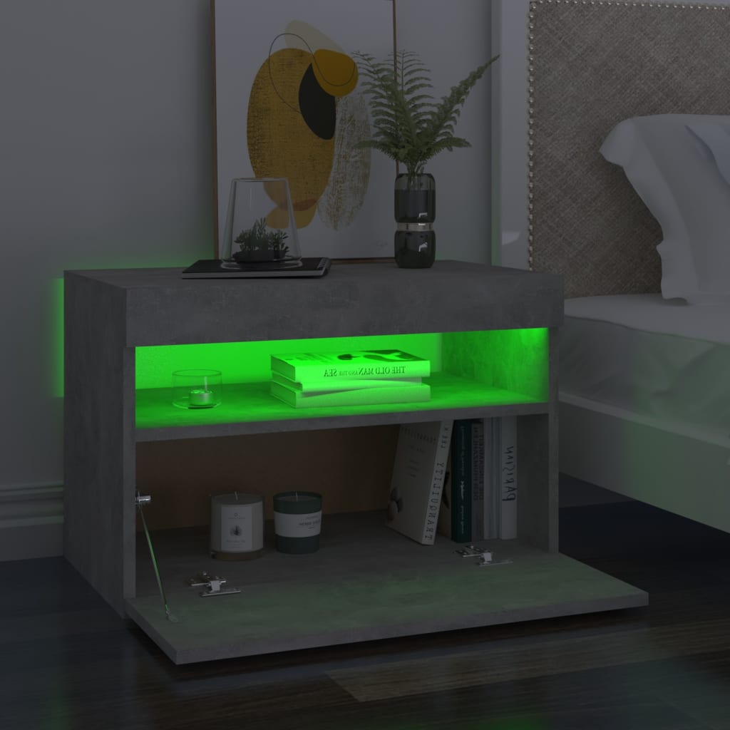 Noćni ormarić LED 2 kom siva boja betona 60x35x40 cm od iverice