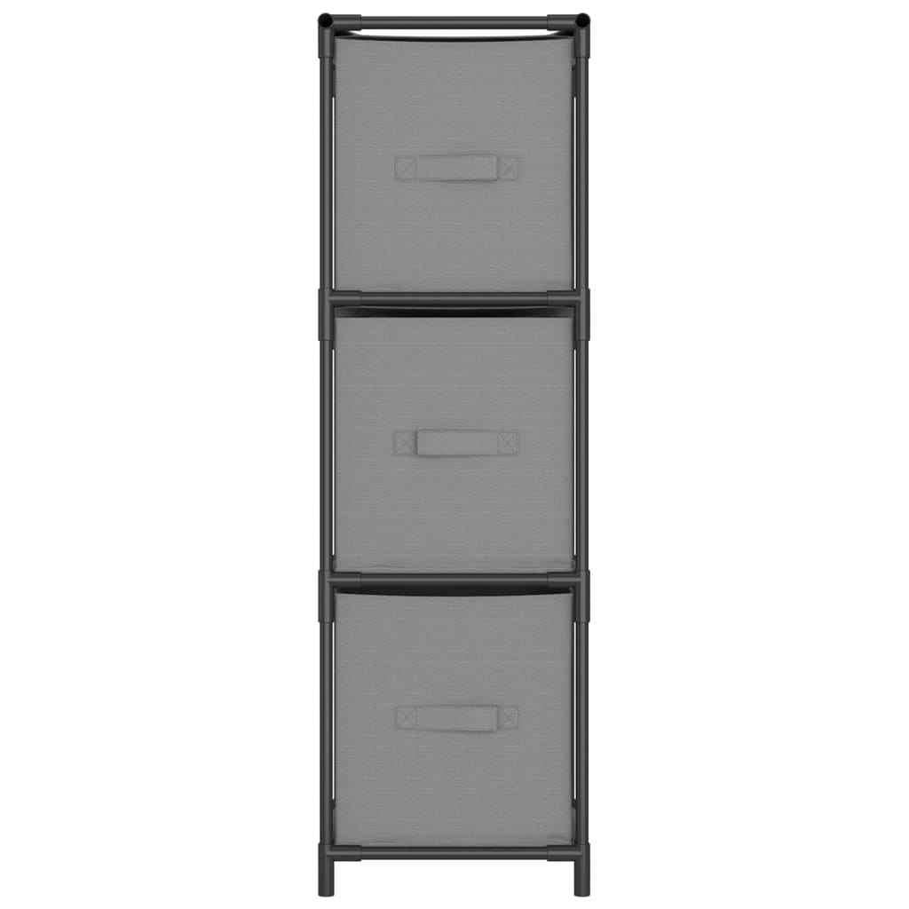 Ormarić za pohranu s 3 platnene ladice sivi 34x34x101 cm čelik